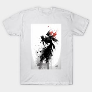 Beta Fish Ink Portrait T-Shirt